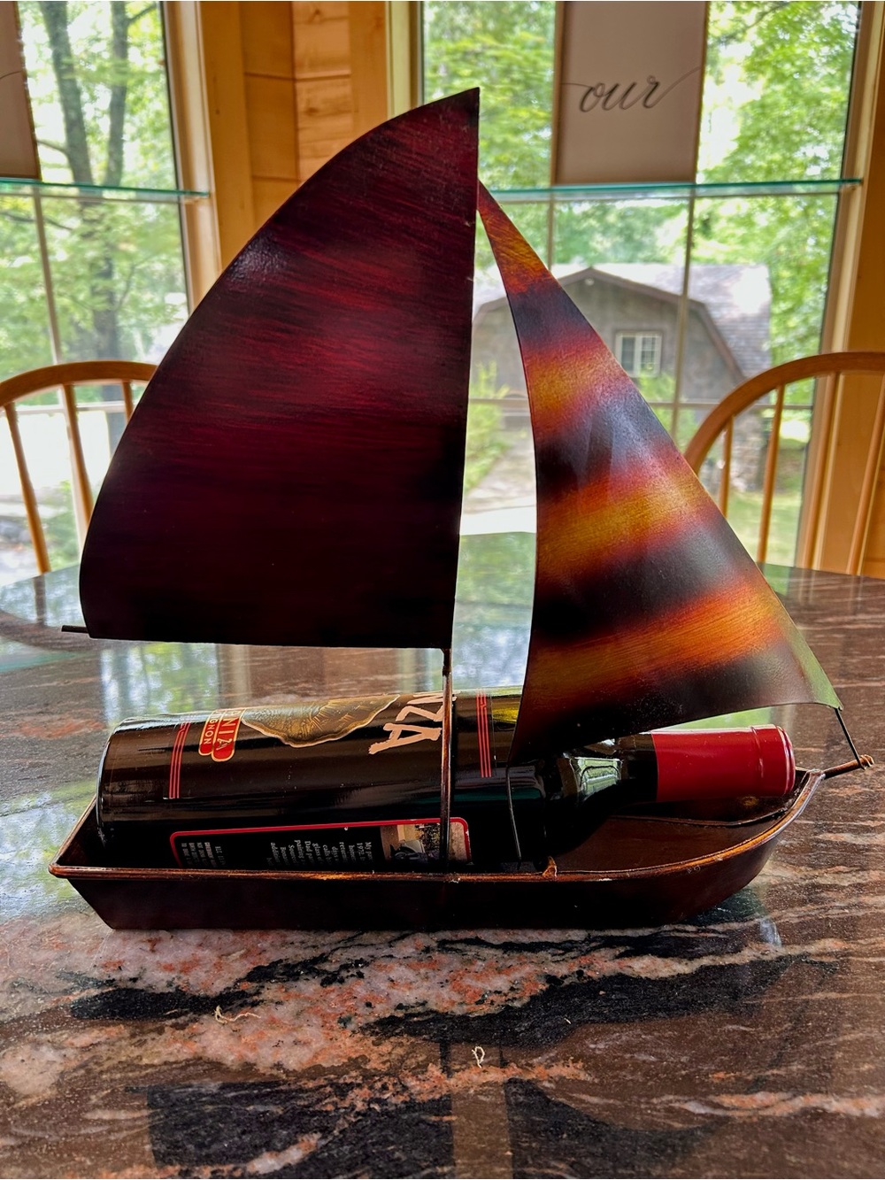 Metal Sailboat Wine Holder